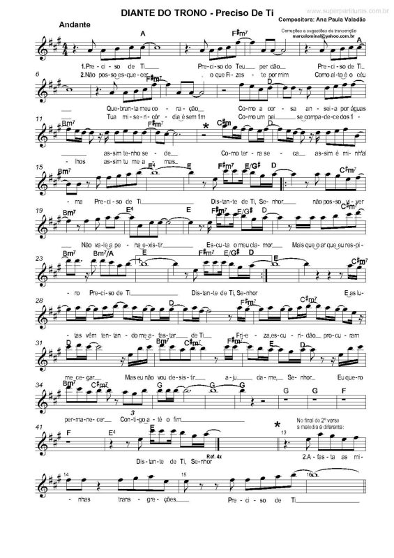 Partitura da música Preciso de Ti v.2