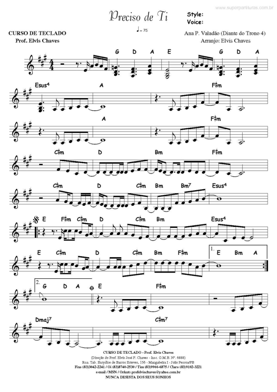 Partitura da música Preciso de Ti v.3