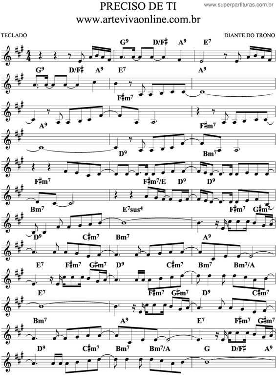 Partitura da música Preciso De Ti v.4