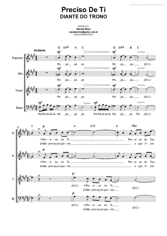 Partitura da música Preciso de Tu