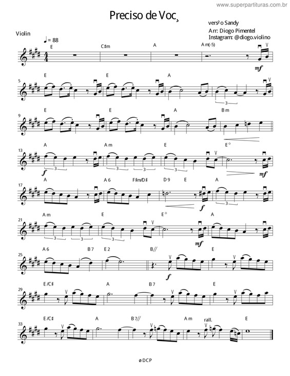 Partitura da música Preciso De Você v.3