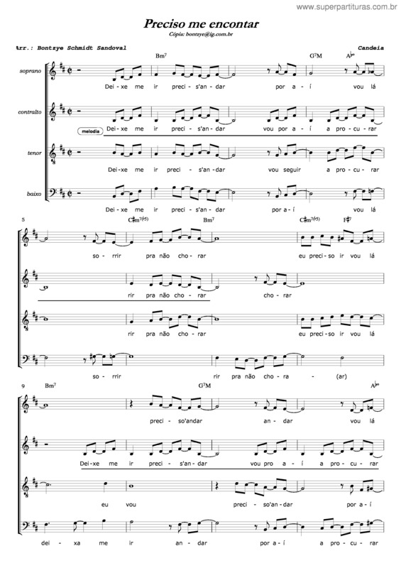 Partitura da música Preciso Me Encontar