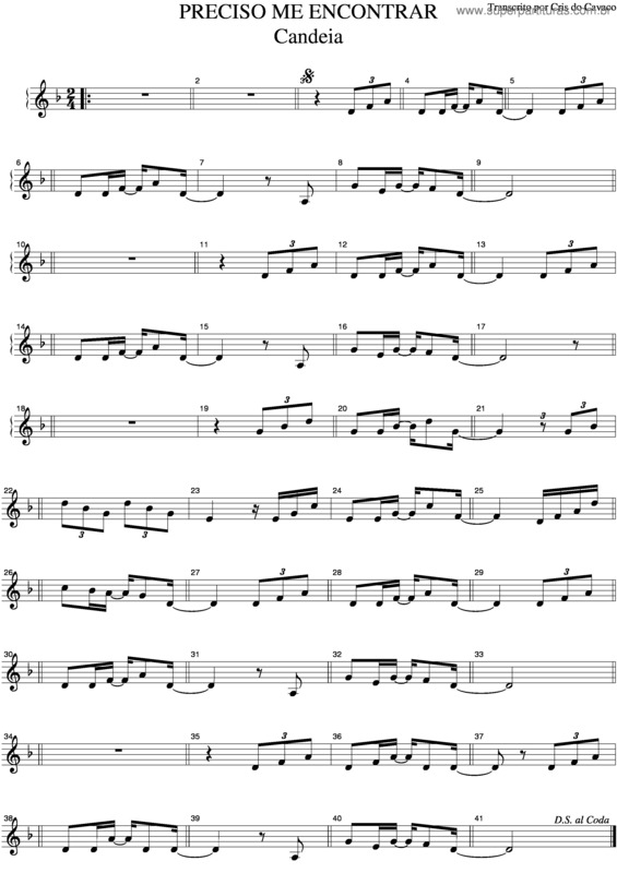 Partitura da música Preciso Me Encontrar v.2