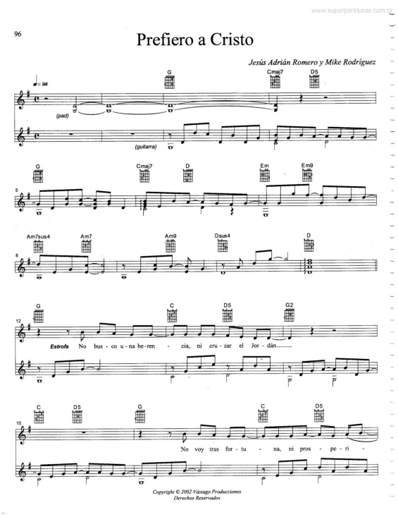 Partitura da música Prefiero  Cristo