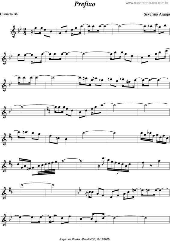 Partitura da música Prefixo