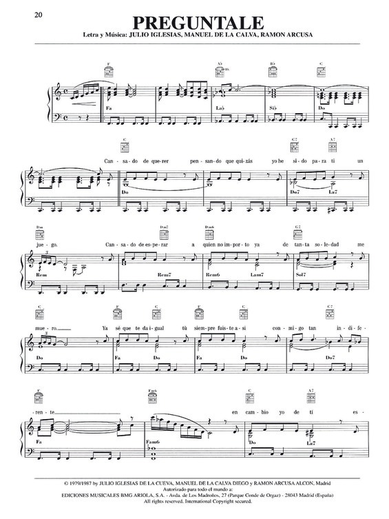 Partitura da música Preguntale