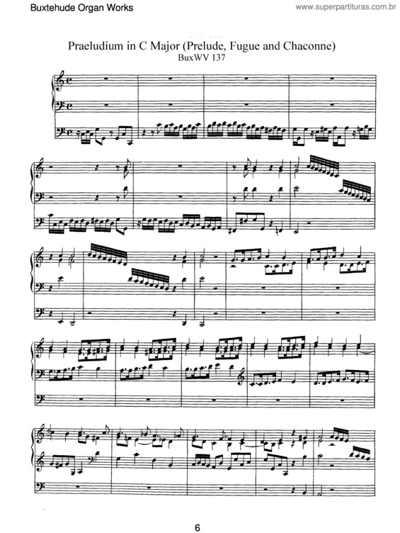 Partitura da música Prelude, Fuga and Ciacona in C major