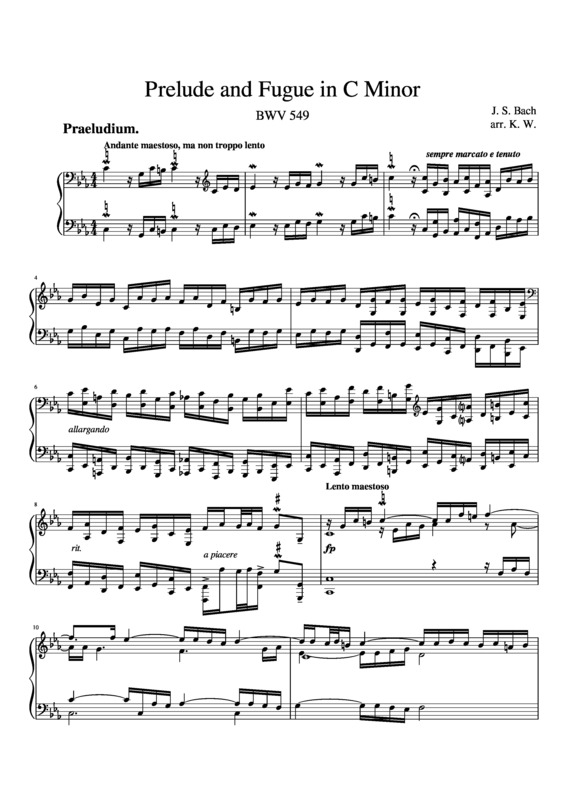 Partitura da música Prelude And Fugue In Cm