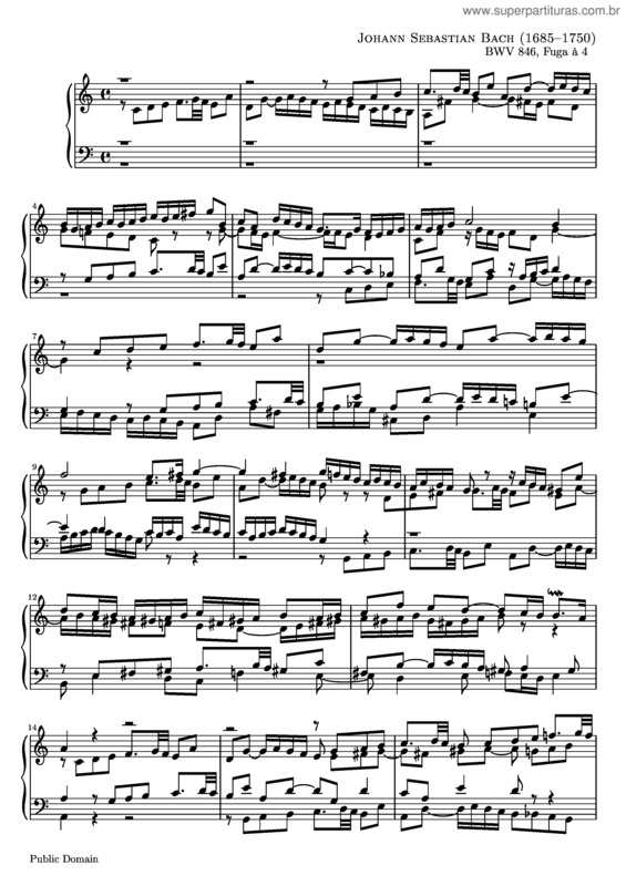Partitura da música Prelude and Fugue No. 1 v.3