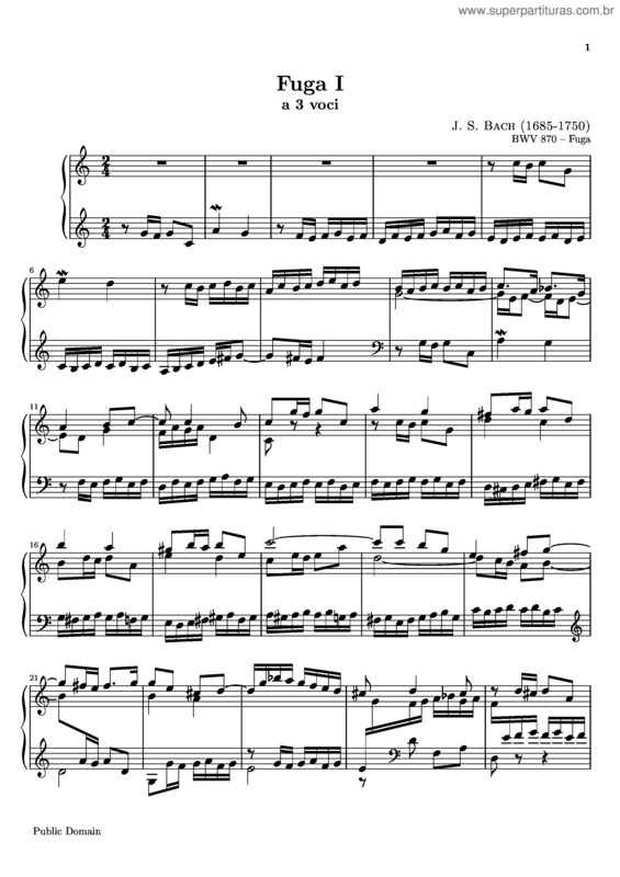 Partitura da música Prelude and Fugue No. 1 v.5