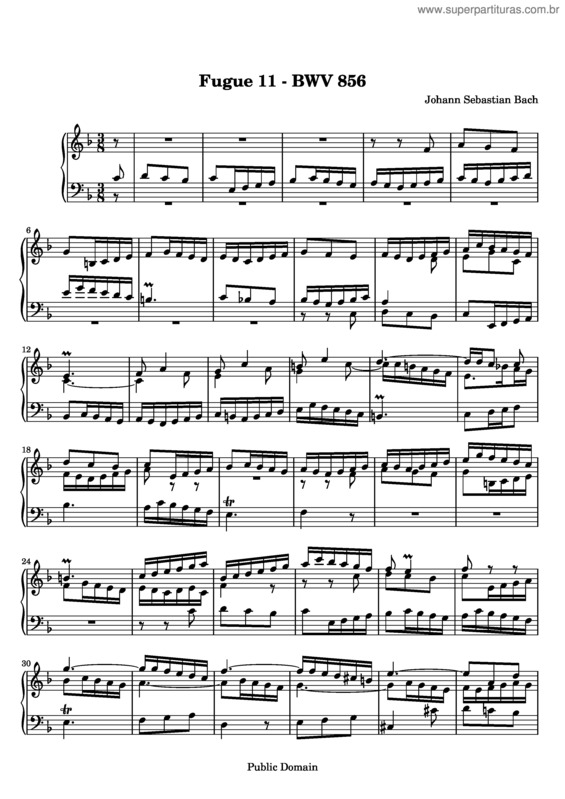 Partitura da música Prelude and Fugue No. 11