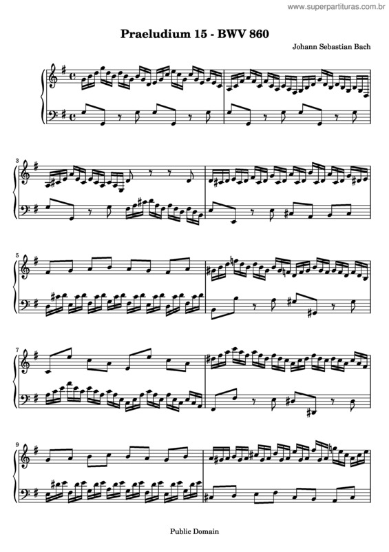 Partitura da música Prelude and Fugue No. 15