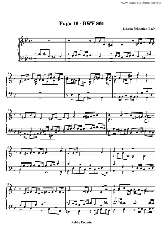 Partitura da música Prelude and Fugue No. 16 v.2