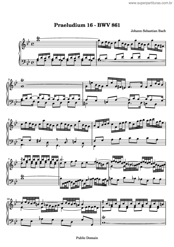 Partitura da música Prelude and Fugue No. 16