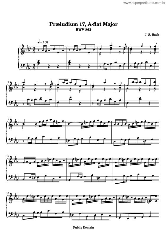Partitura da música Prelude and Fugue No. 17 v.2