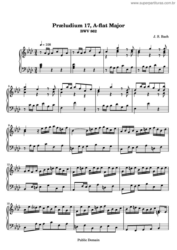Partitura da música Prelude and Fugue No. 17 v.2