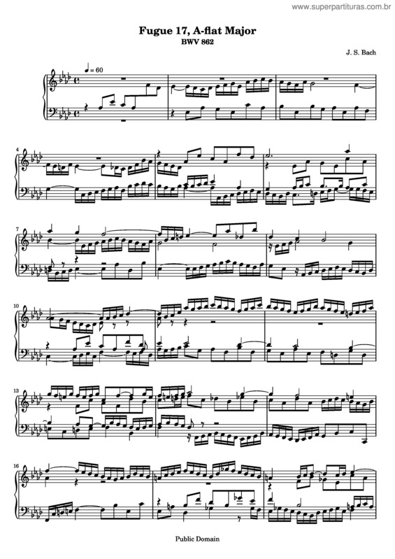 Partitura da música Prelude and Fugue No. 17