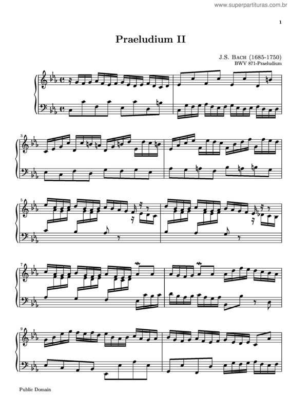 Partitura da música Prelude and Fugue No. 2 v.3