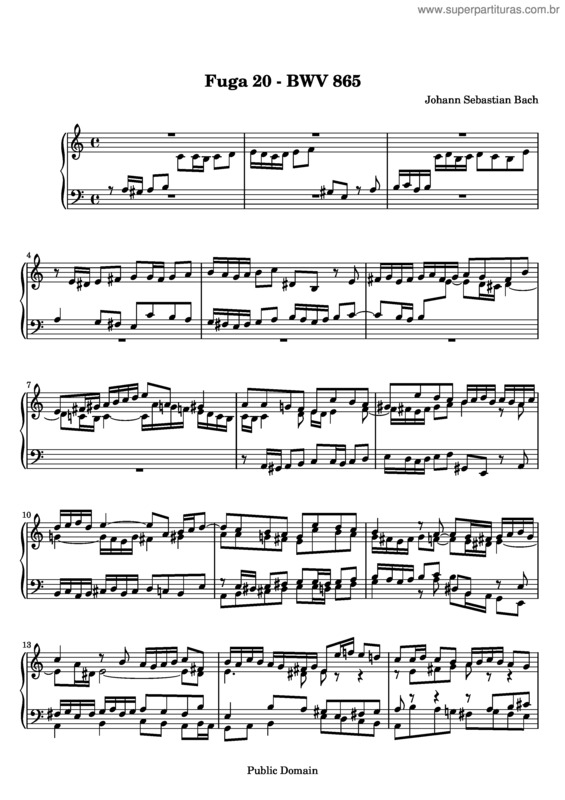 Partitura da música Prelude and Fugue No. 20 v.2