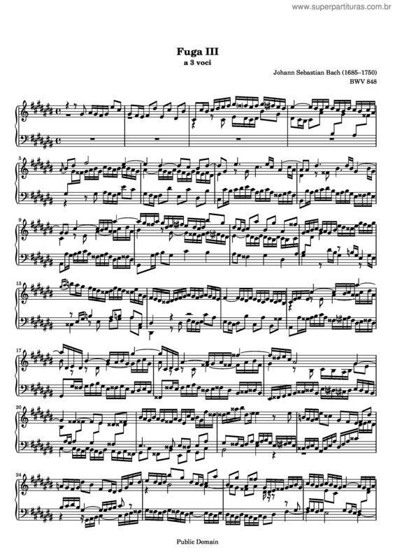 Partitura da música Prelude and Fugue No. 3 v.2