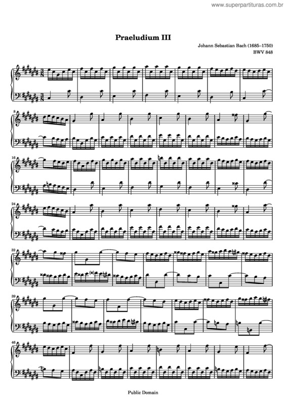 Partitura da música Prelude and Fugue No. 3