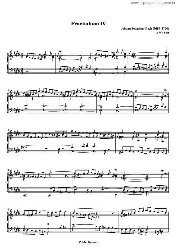 Partitura da música Prelude and Fugue No. 4 v.2