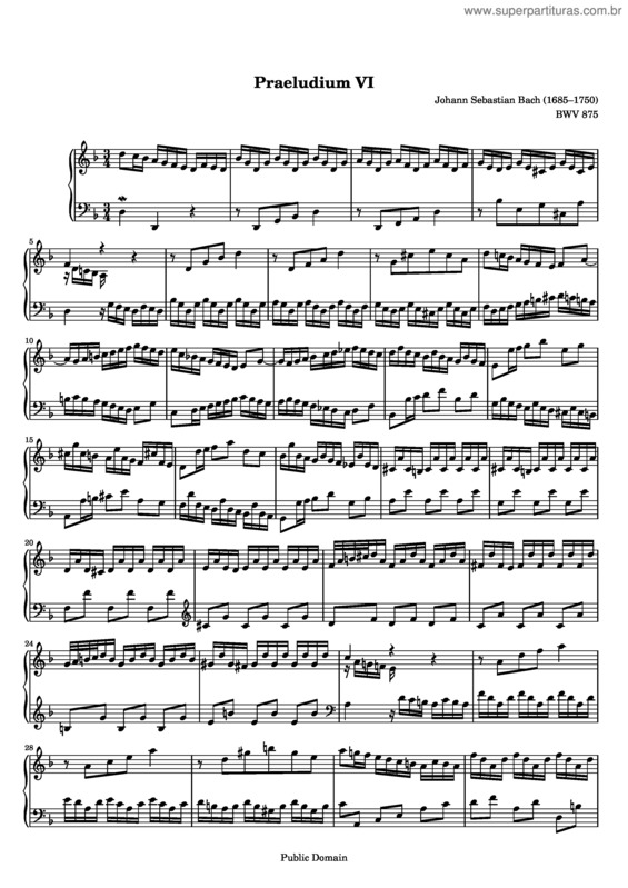 Partitura da música Prelude and Fugue No. 6 v.2