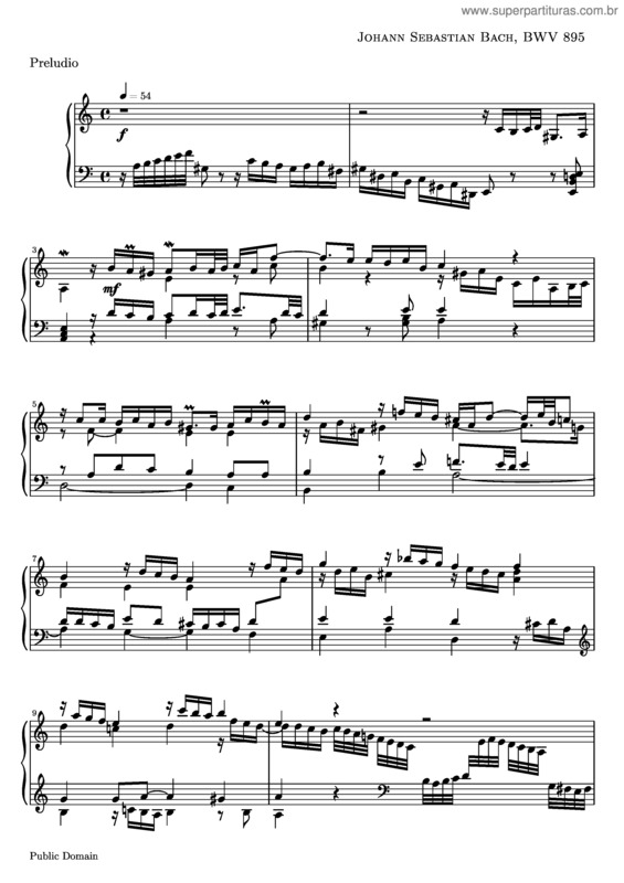 Partitura da música Prelude and Fugue