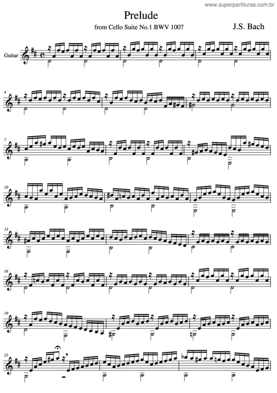 Partitura da música Prelude from Cello Suite No.1