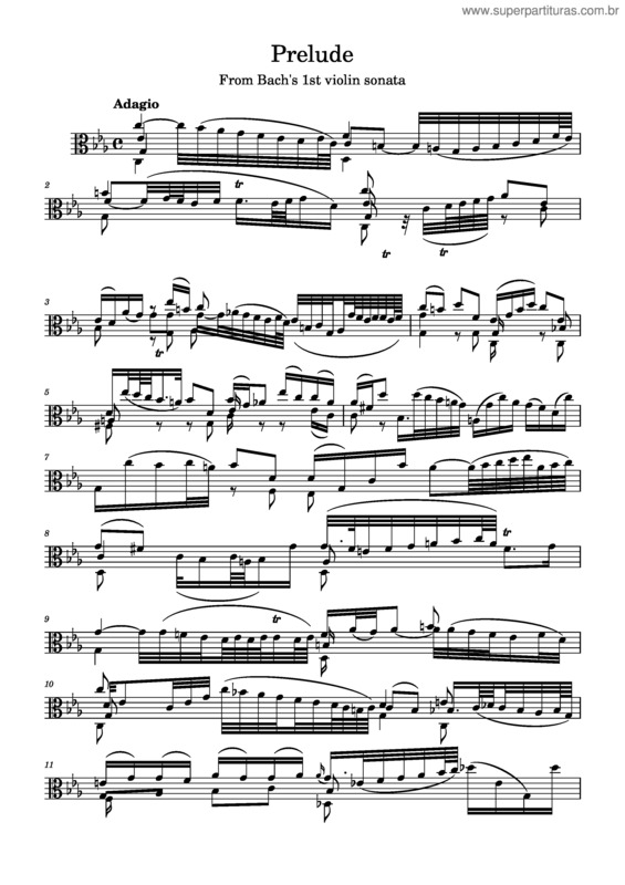 Partitura da música Prelude From J.S.Bach`S Violin Sonata Arr Solo Viola, Bwv 1001 – Johann Sebastian Bach
