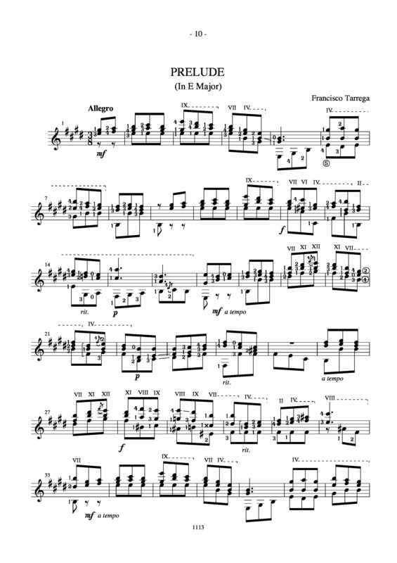 Partitura da música Prelude In E