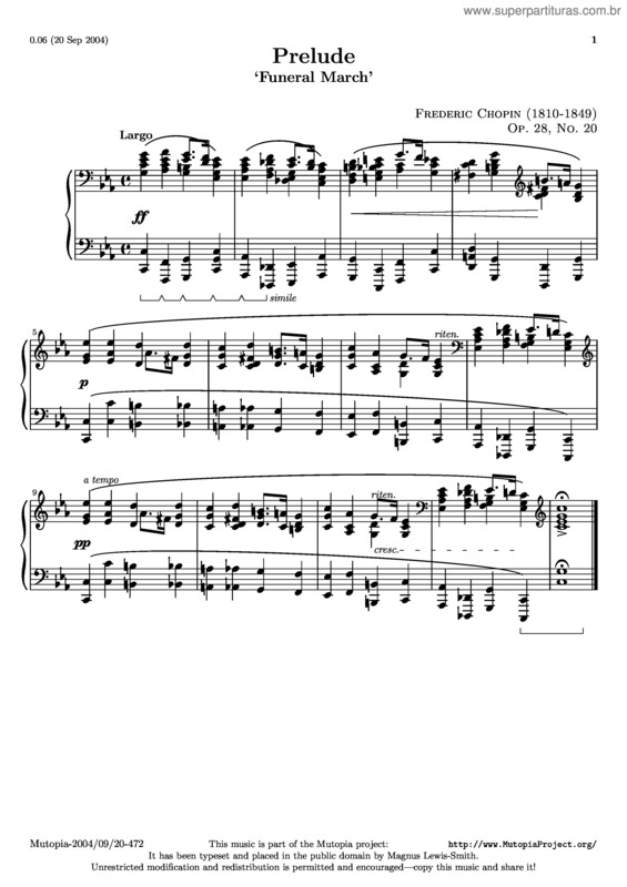 Partitura da música Prelude No. 20