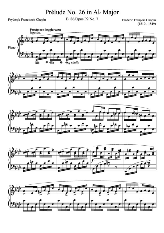 Partitura da música Prelude No 26