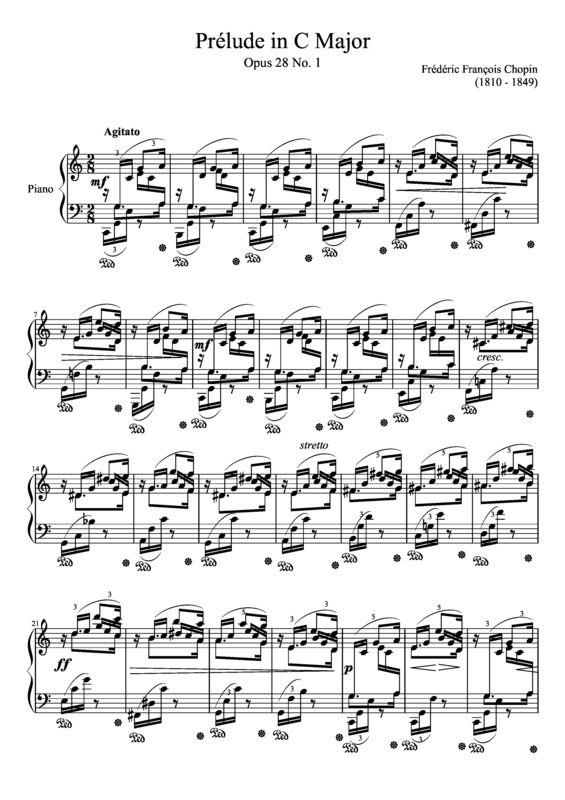 Partitura da música Prelude Opus 28 No. 01 In C Major