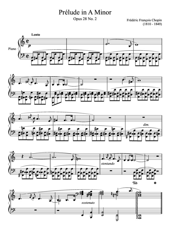 Partitura da música Prelude Opus 28 No. 02 In A Minor
