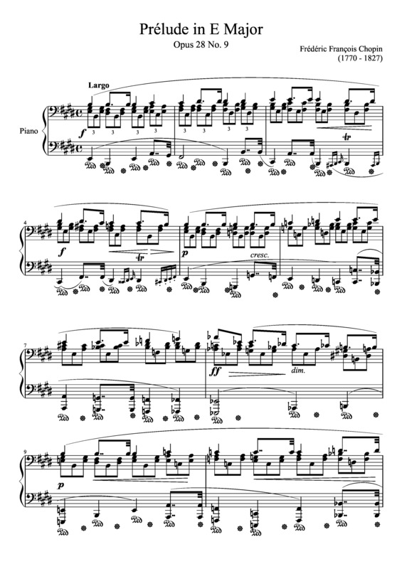 Partitura da música Prelude Opus 28 No. 09 In E Major