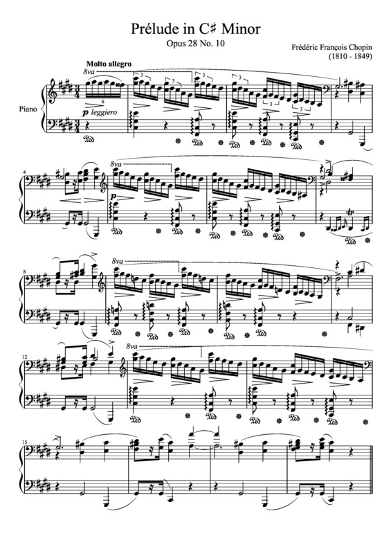 Partitura da música Prelude Opus 28 No. 10 In C Minor