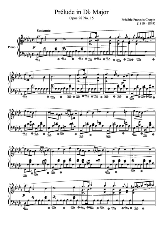 Partitura da música Prelude Opus 28 No. 15 In D Major