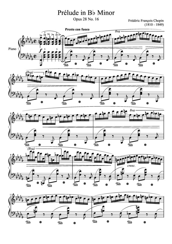 Partitura da música Prelude Opus 28 No. 16 In B Minor