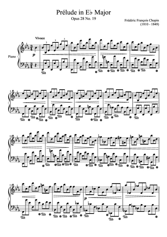 Partitura da música Prelude Opus 28 No. 19 In E Major