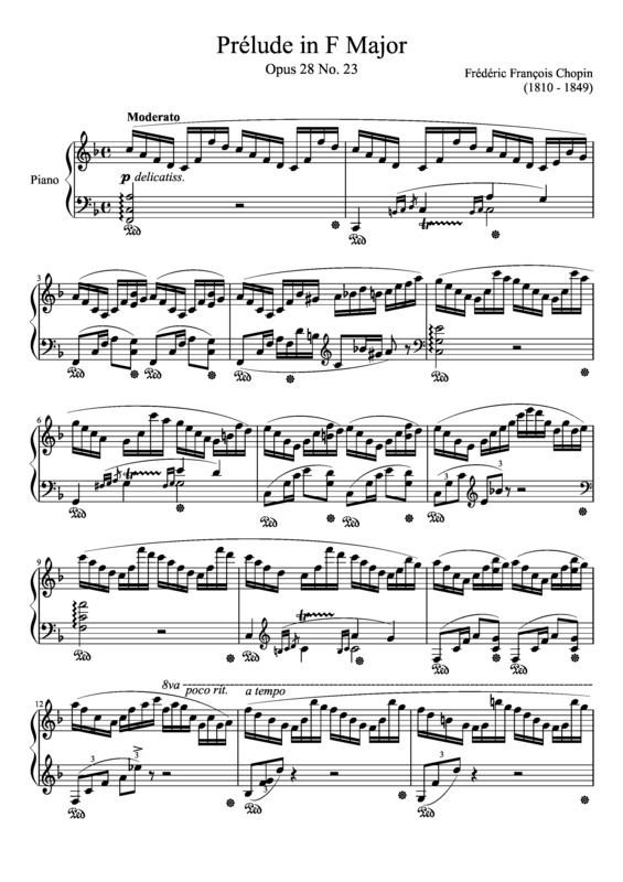 Partitura da música Prelude Opus 28 No. 23 In F Major