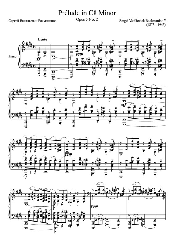 Partitura da música Prelude Opus 3 No. 2 in C Minor