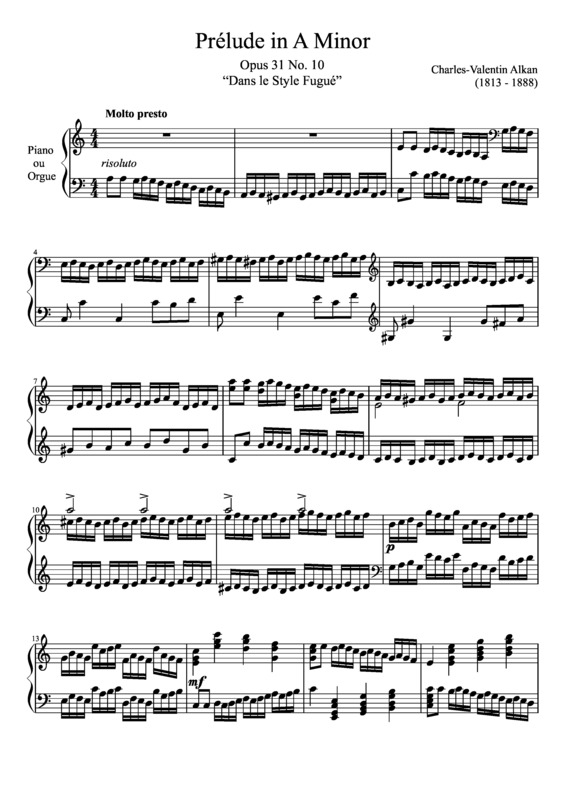Partitura da música Prelude Opus 31 No. 10 In A Minor