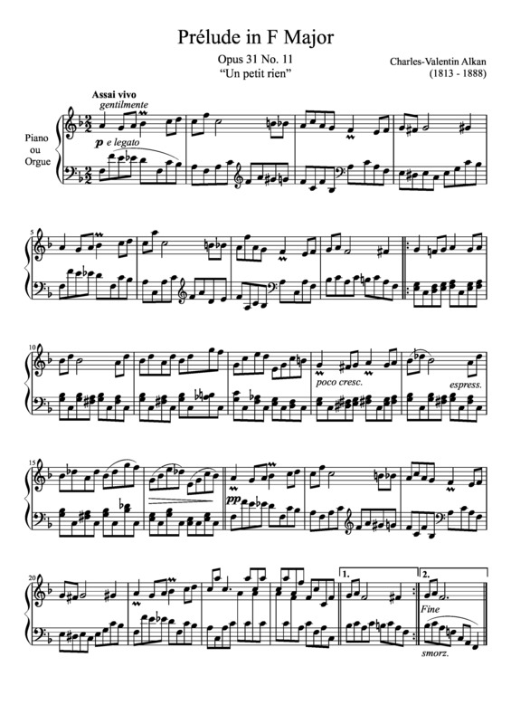 Partitura da música Prelude Opus 31 No. 11 In F Major