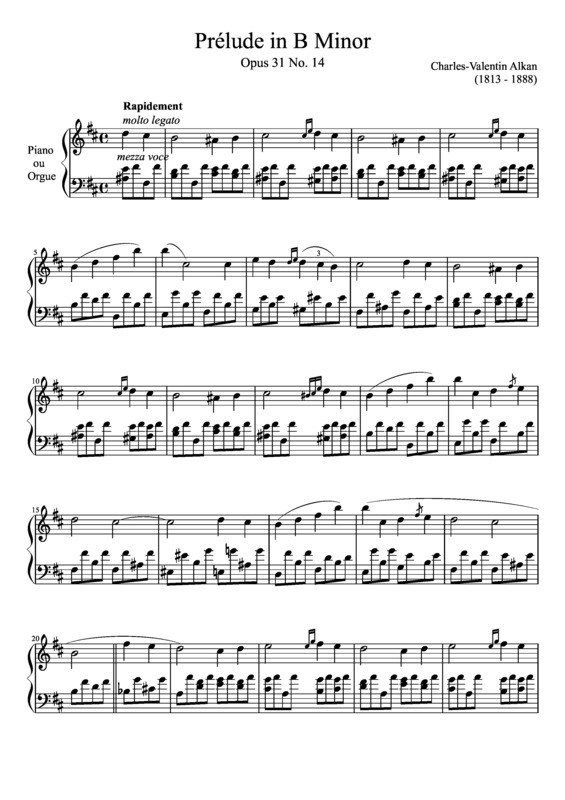 Partitura da música Prelude Opus 31 No. 14 In B Minor