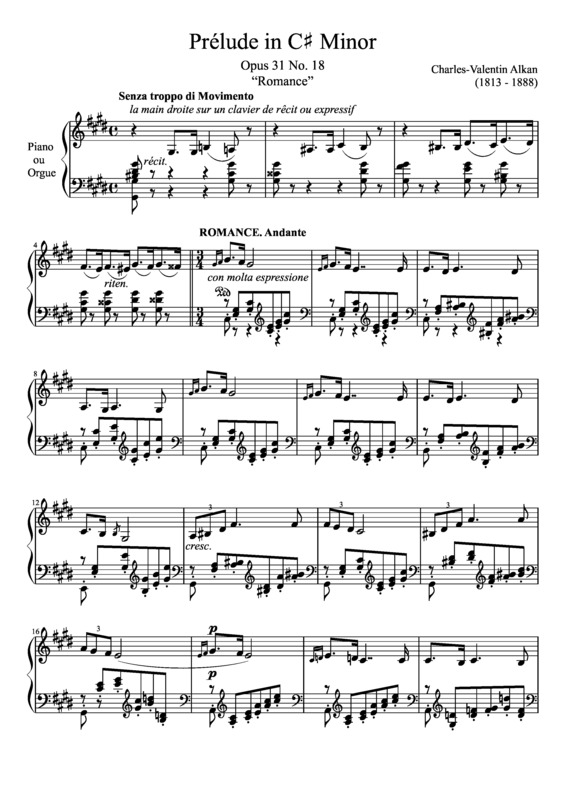 Partitura da música Prelude Opus 31 No. 18 In C Minor