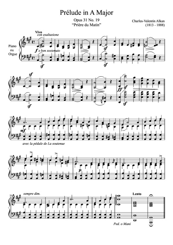Partitura da música Prelude Opus 31 No. 19 In A Major