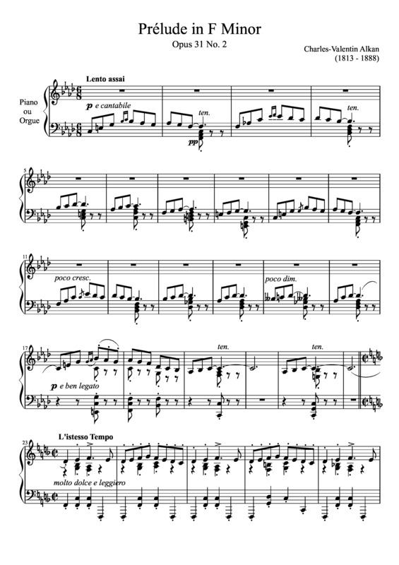 Partitura da música Prelude Opus 31 No. 2 In F Minor
