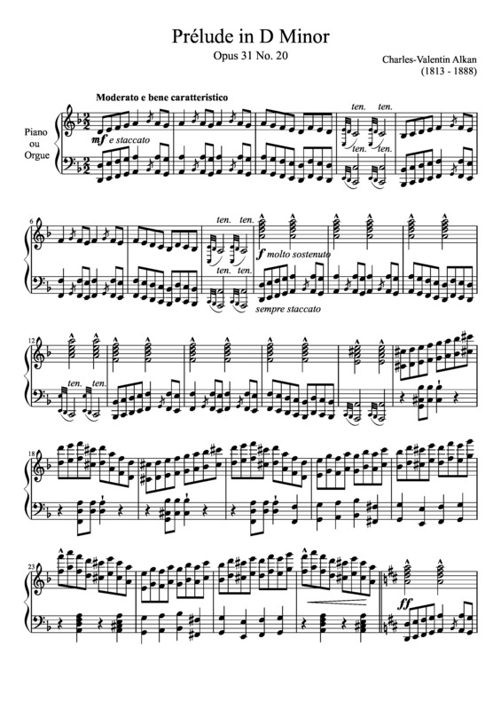 Partitura da música Prelude Opus 31 No. 20 In D Minor