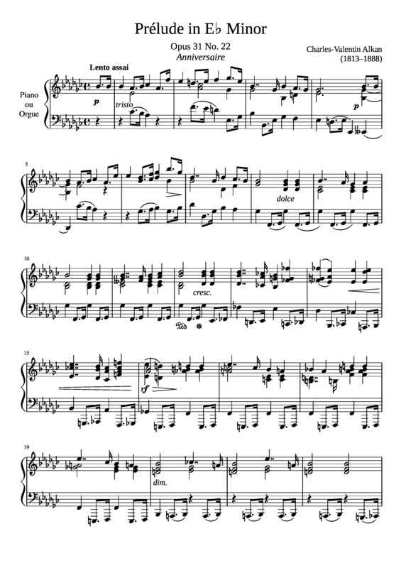 Partitura da música Prelude Opus 31 No. 22 In E Minor